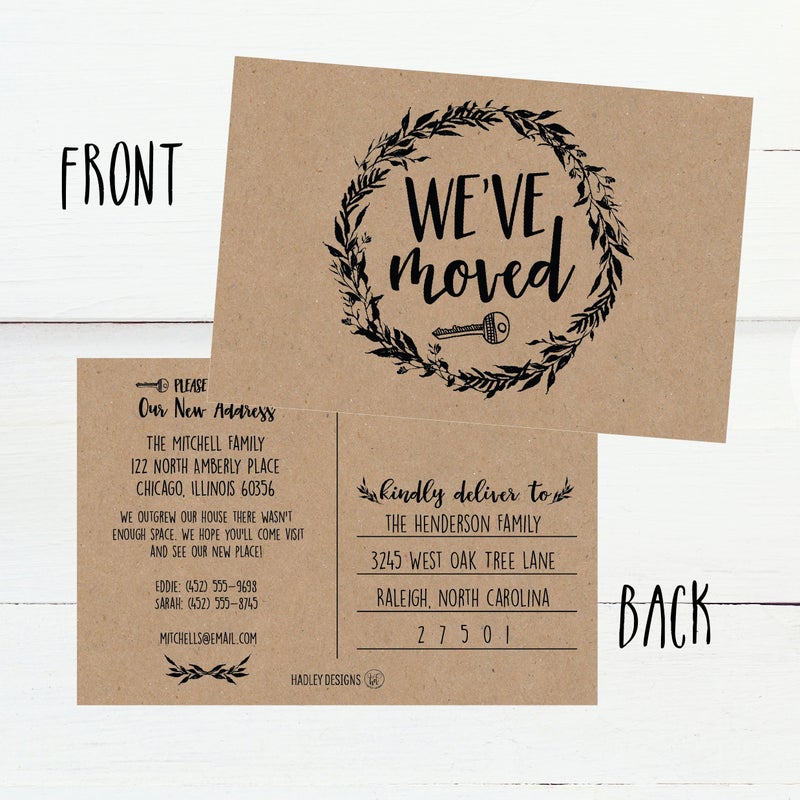 Hadley Designs Set of 50 Rustic Kraft We've Moved Postcards, Change of New Address Moving Announcements, House Warming Gifts, We Have Just Moved Note Cards, Pack of Real Estate Home Postcard - Image 2